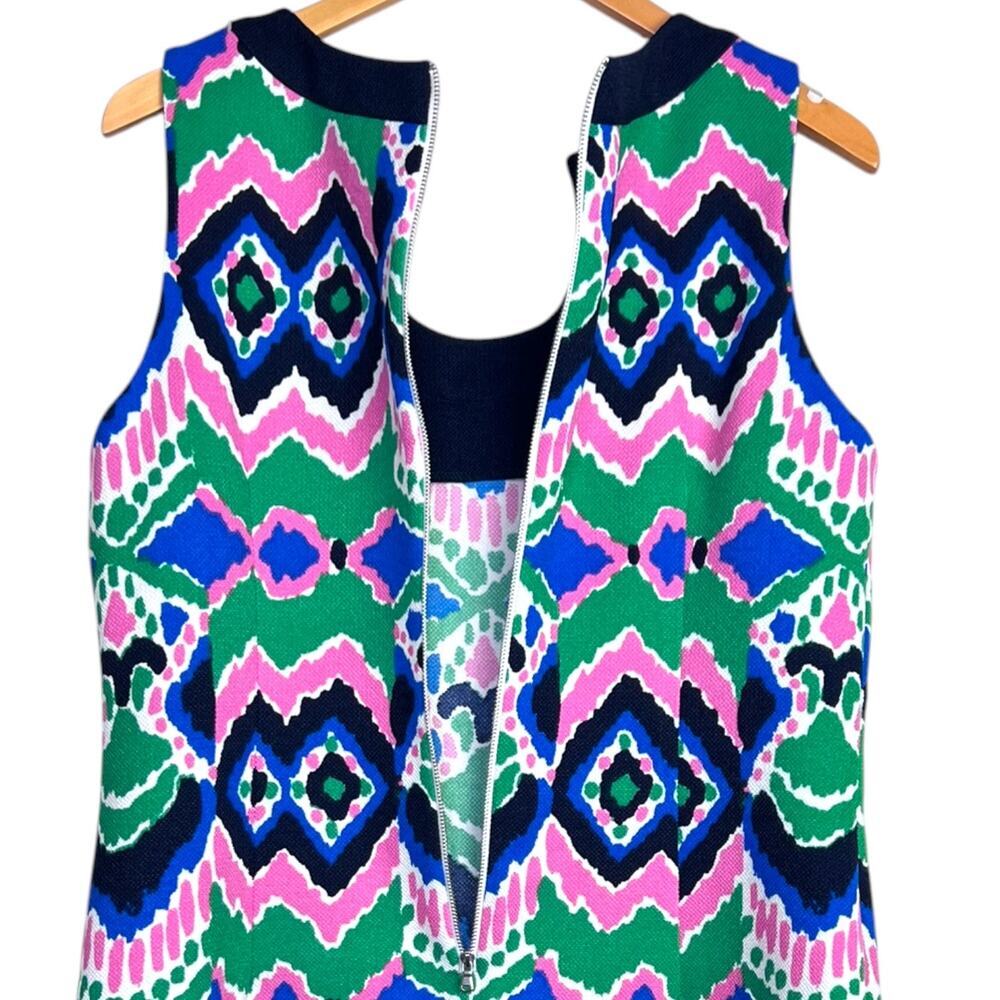 Gabby Skye Shift Dress Sleeveless in Navy Blue Kaleidoscope colors Women's Sz 14 - Picture 6 of 10